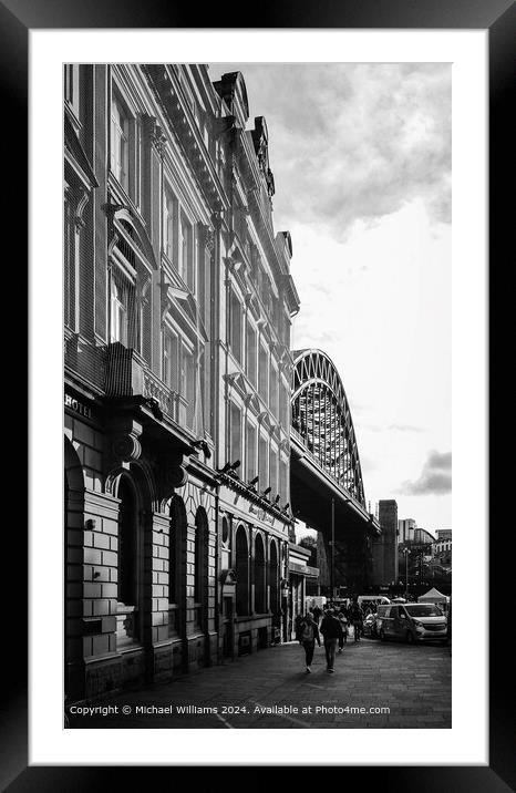 Tyne Bridge Street Monochrome Framed Mounted Print by Michael Williams