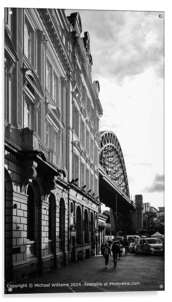 Tyne Bridge Street Monochrome Acrylic by Michael Williams