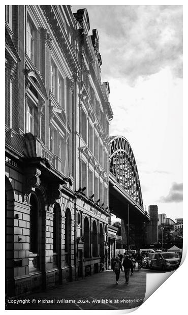 Tyne Bridge Street Monochrome Print by Michael Williams