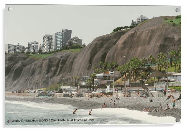 Costa Verde Cliffs Beach Acrylic by YUNCHAN JEONG