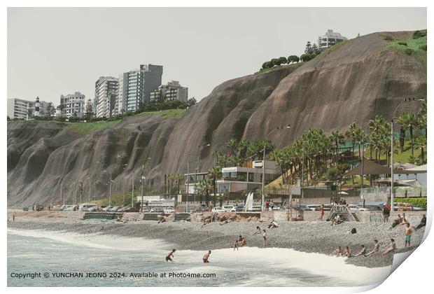 Costa Verde Cliffs Beach Print by YUNCHAN JEONG