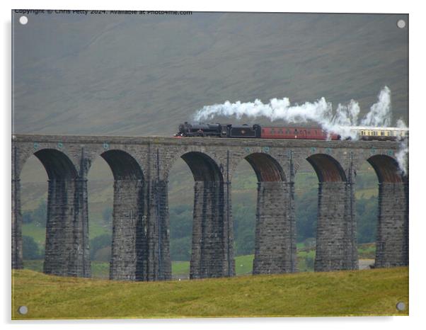 Ribblehead Viaduct Steam Engine Acrylic by Chris Petty