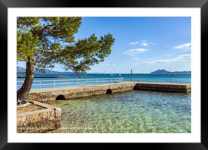 Pine Walk and Bay Puerto Pollensa Framed Mounted Print by Jim Monk
