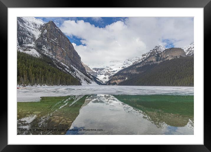 Emerald Lake, Snowy Peaks, Canadian Serenity Framed Mounted Print by Richard Morgan