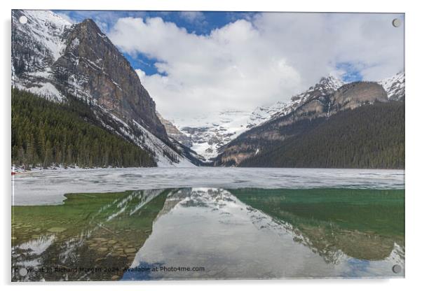Emerald Lake, Snowy Peaks, Canadian Serenity Acrylic by Richard Morgan
