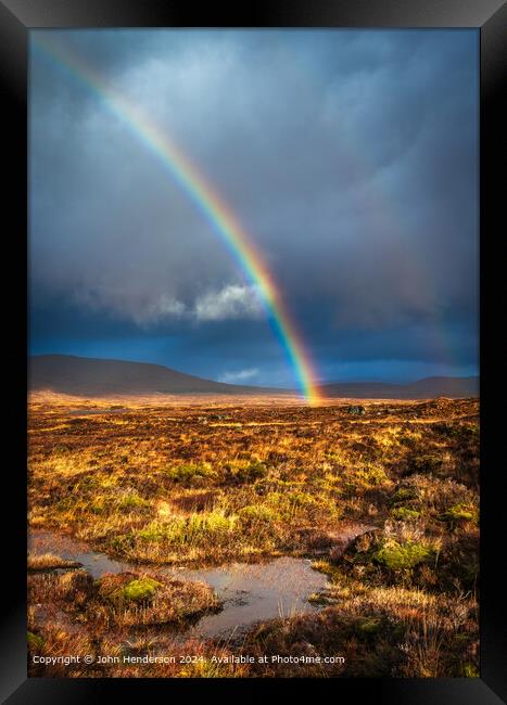 Rannoch Moor Rainbow Landscape Framed Print by John Henderson