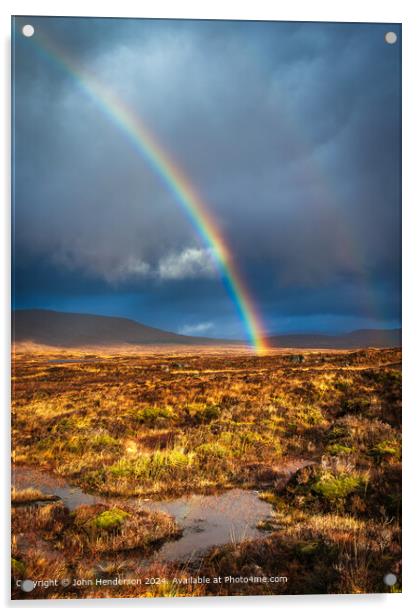 Rannoch Moor Rainbow Landscape Acrylic by John Henderson