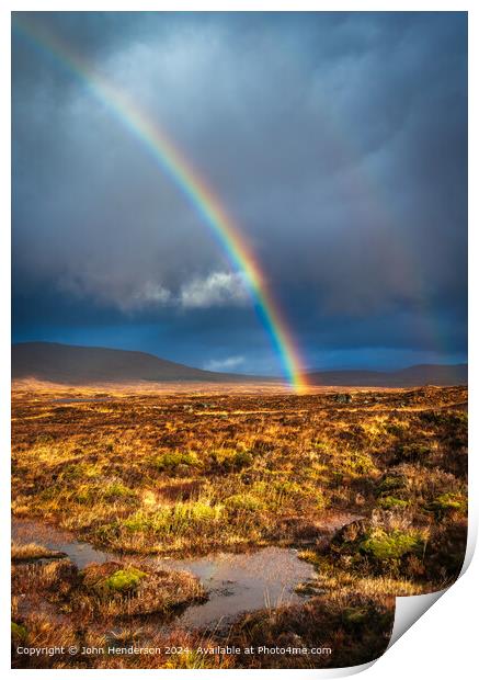 Rannoch Moor Rainbow Landscape Print by John Henderson