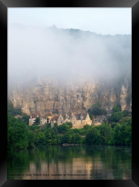 Misty River Reflection, La Roque-Gageac Framed Print by Andy Millard