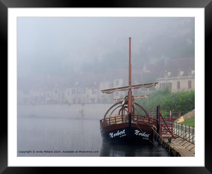 Gabarre on the Dordogne Framed Mounted Print by Andy Millard