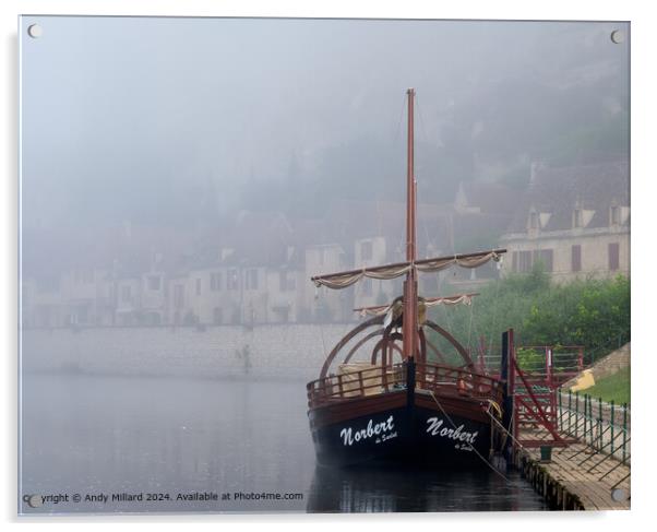 Gabarre on the Dordogne Acrylic by Andy Millard