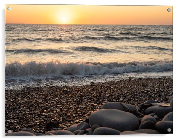 Westward Ho Sunset Waves Acrylic by Tony Twyman