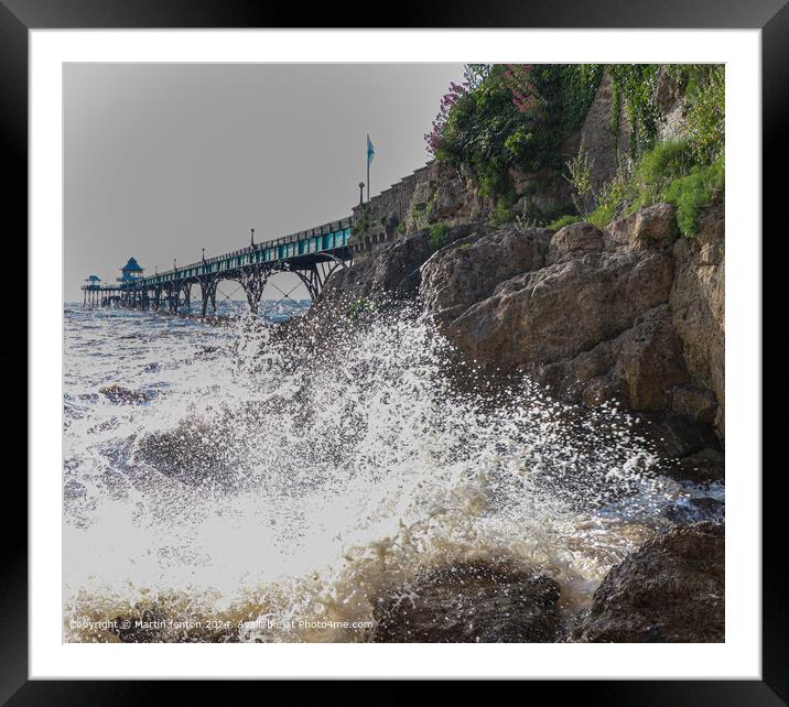 Clevedon Pier High Tide Framed Mounted Print by Martin fenton