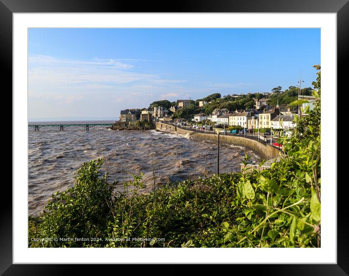 Clevedon Bay High Tide Framed Mounted Print by Martin fenton