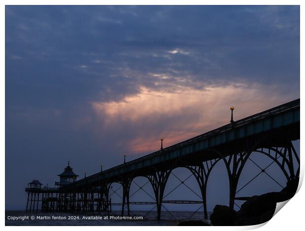 Clevedon Pier Sunset Print by Martin fenton