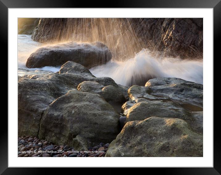 Clevedon Waves Sunlight Framed Mounted Print by Martin fenton
