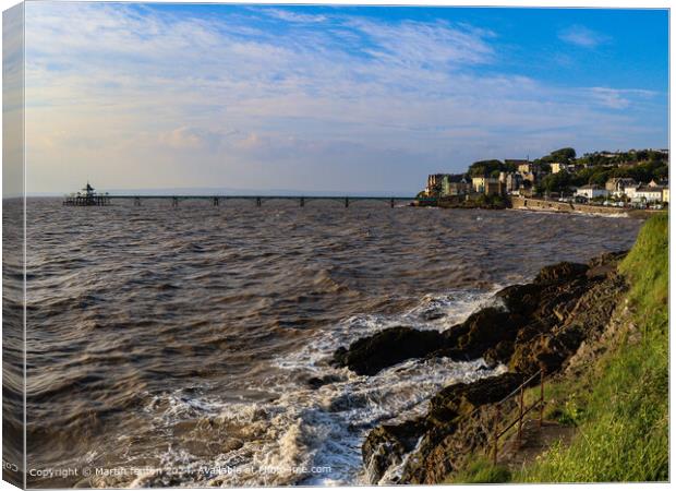 Clevedon Bay Waves Canvas Print by Martin fenton