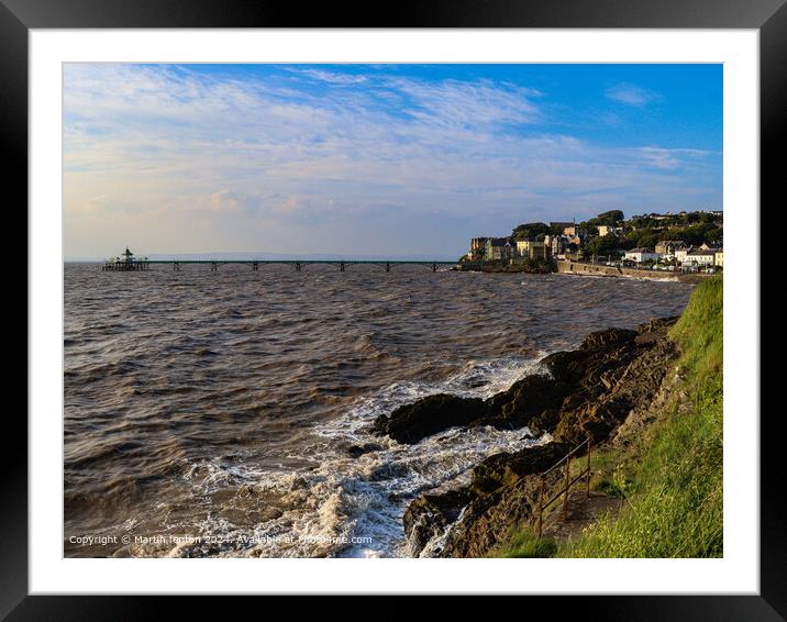 Clevedon Bay Waves Framed Mounted Print by Martin fenton