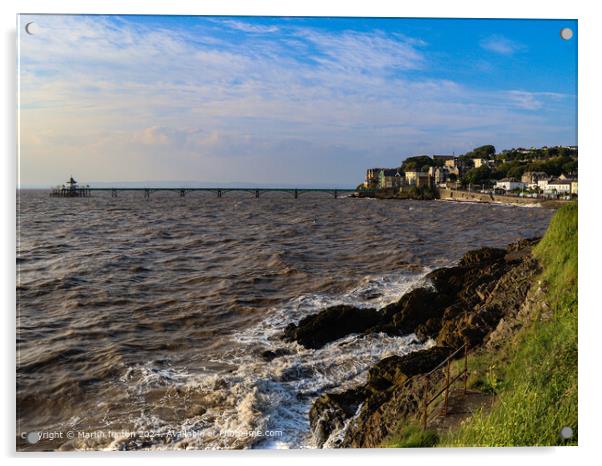 Clevedon Bay Waves Acrylic by Martin fenton