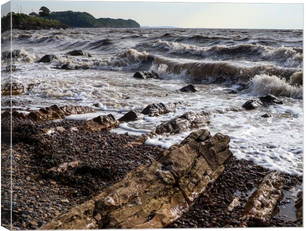 Crashing waves in Clevedon bay Canvas Print by Martin fenton