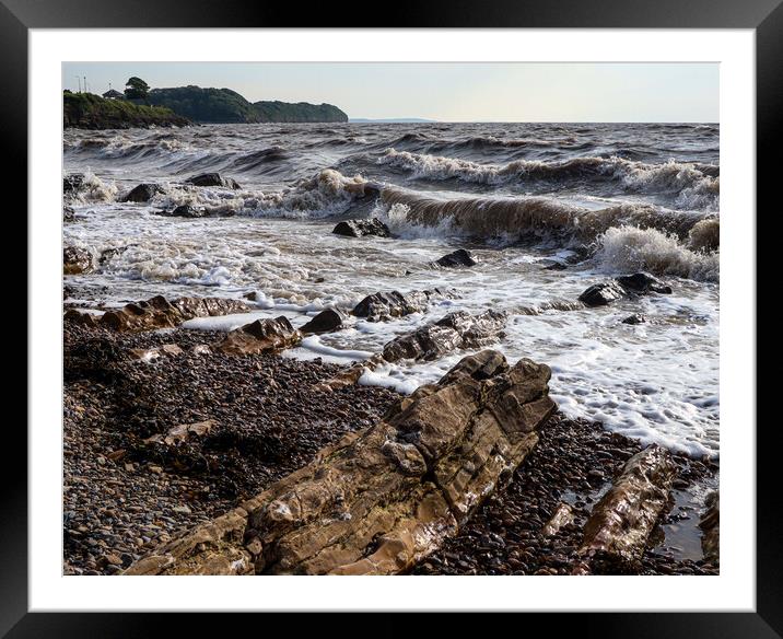 Crashing waves in Clevedon bay Framed Mounted Print by Martin fenton