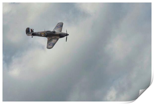 Hurricane WWII Fighter Aircraft in UK Sky Print by Glen Allen