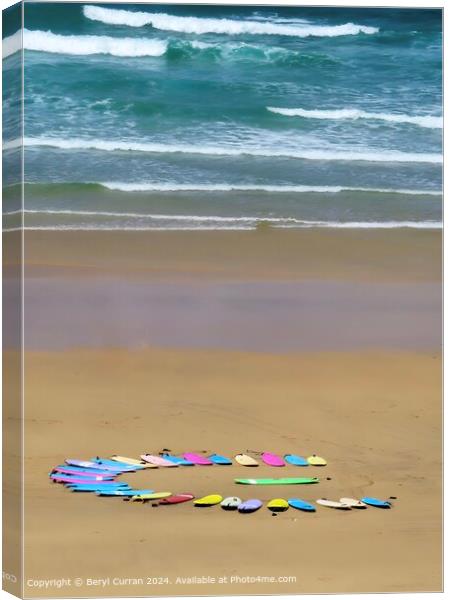 Gwithian Beach Surfboards Canvas Print by Beryl Curran