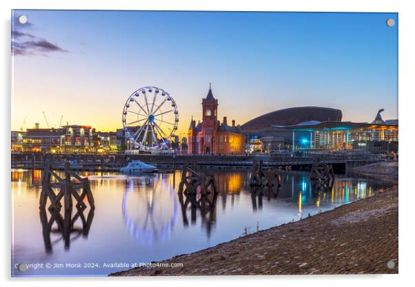 Cardiff Bay Sunset Acrylic by Jim Monk