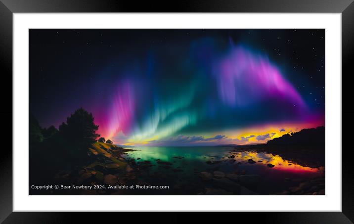 Aurora Coast Reflections Framed Mounted Print by Bear Newbury