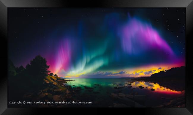 Aurora Coast Reflections Framed Print by Bear Newbury