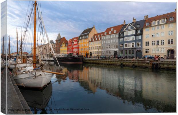 Serene Lakes and Lochs in Nyhavn's Copenhagen Canvas Print by Maggie Bajada