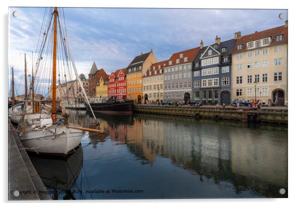 Serene Lakes and Lochs in Nyhavn's Copenhagen Acrylic by Maggie Bajada