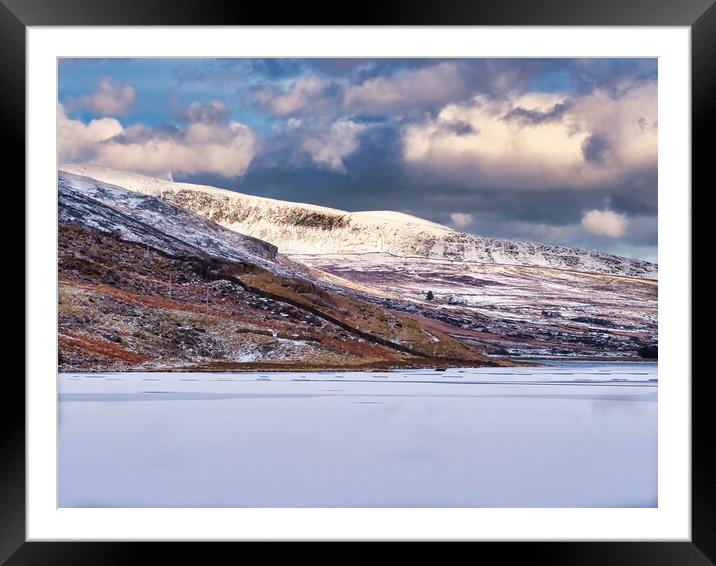 Icy Lake and Mountain Landscape Wales Framed Mounted Print by chris hyde