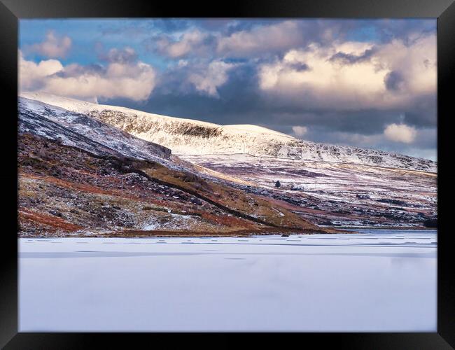Icy Lake and Mountain Landscape Wales Framed Print by chris hyde