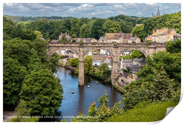 Knaresborough Viaduct with River Boats Print by Wendy Williams CPAGB