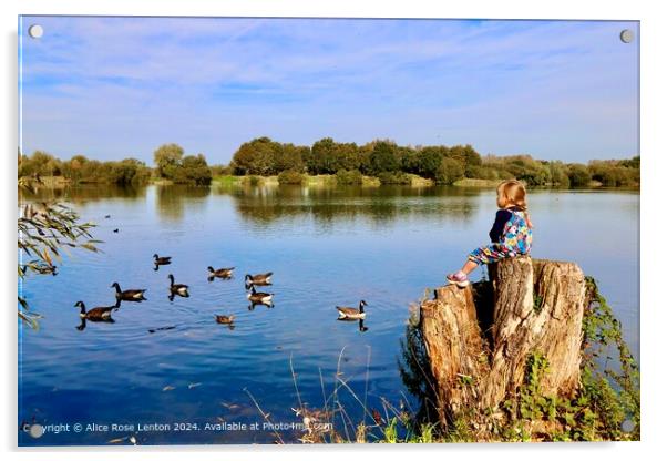 Serene Lake Reflection Landscape Acrylic by Alice Rose Lenton
