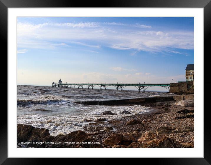Clevedon Pier at high tide Framed Mounted Print by Martin fenton