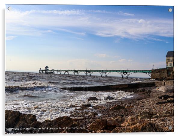 Clevedon Pier at high tide Acrylic by Martin fenton