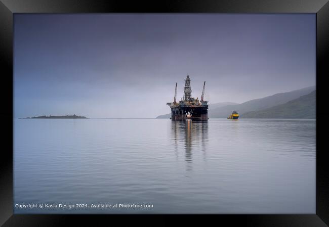 Ocean Greatwhite Reflected in Loch Kishorn Framed Print by Kasia Design
