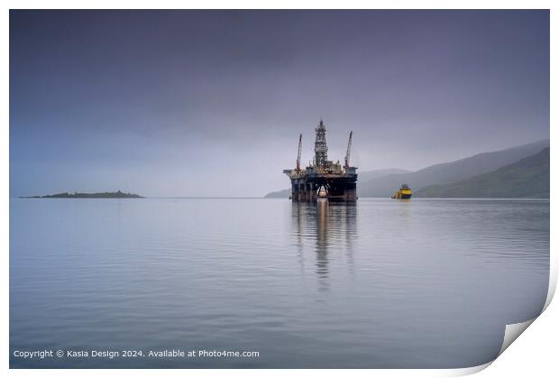 Ocean Greatwhite Reflected in Loch Kishorn Print by Kasia Design