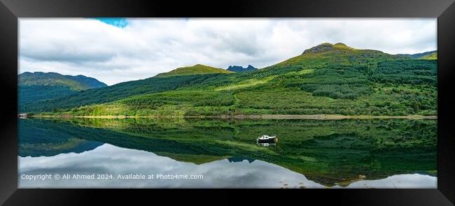 Tranquil Loch Long Panorama Framed Print by Ali Ahmed