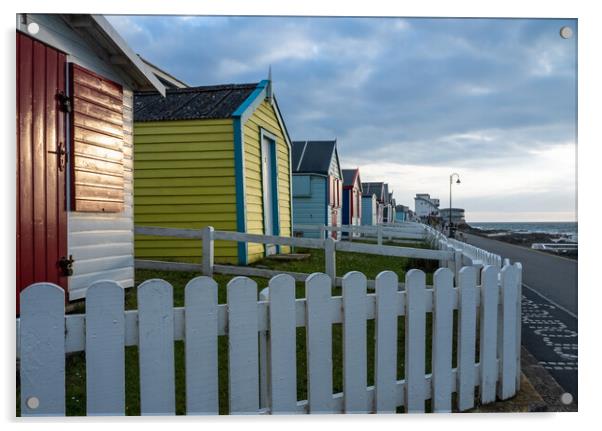 Vibrant Beach Huts Westward Ho! Acrylic by Tony Twyman