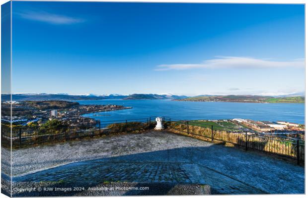 Snowy Argyll Hills From Lyle Hill Canvas Print by RJW Images