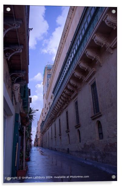 Valletta, Malta, Side Street Acrylic by Graham Lathbury