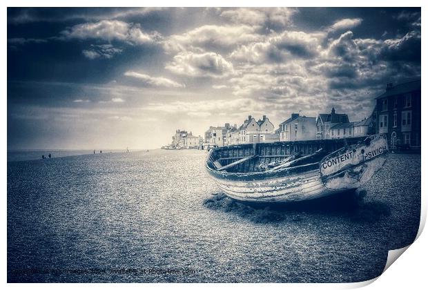 Wooden boat on Aldeburgh beach Print by Aj’s Images