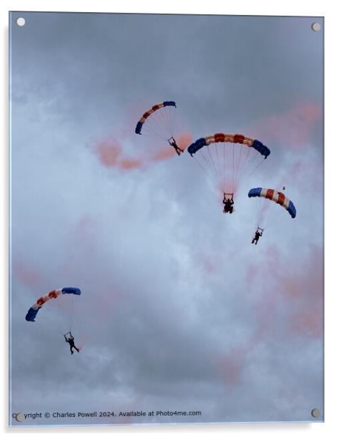 RAF Falcons Parachute Descent Acrylic by Charles Powell