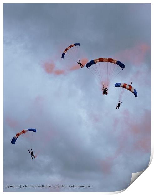 RAF Falcons Parachute Descent Print by Charles Powell