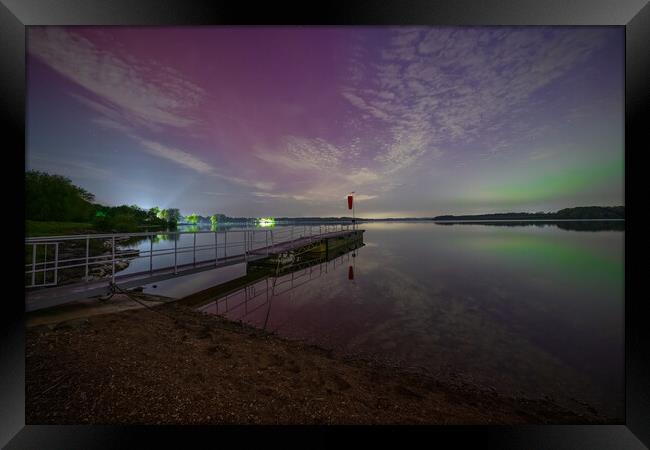 Rutland Water Aurora Landscape Framed Print by Jason Thompson