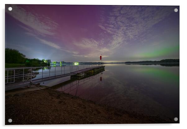 Rutland Water Aurora Landscape Acrylic by Jason Thompson