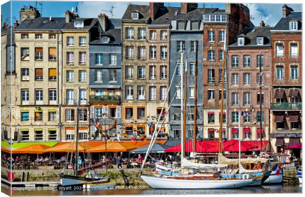 Honfleur Quayside Yachts Canvas Print by Stuart Wyatt